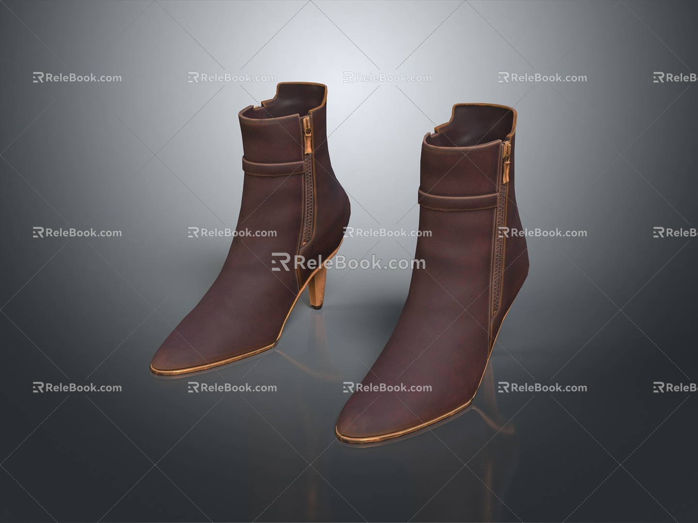 Modern Boots High Heel Boots Leather Boots Women's Leather Boots 3d model