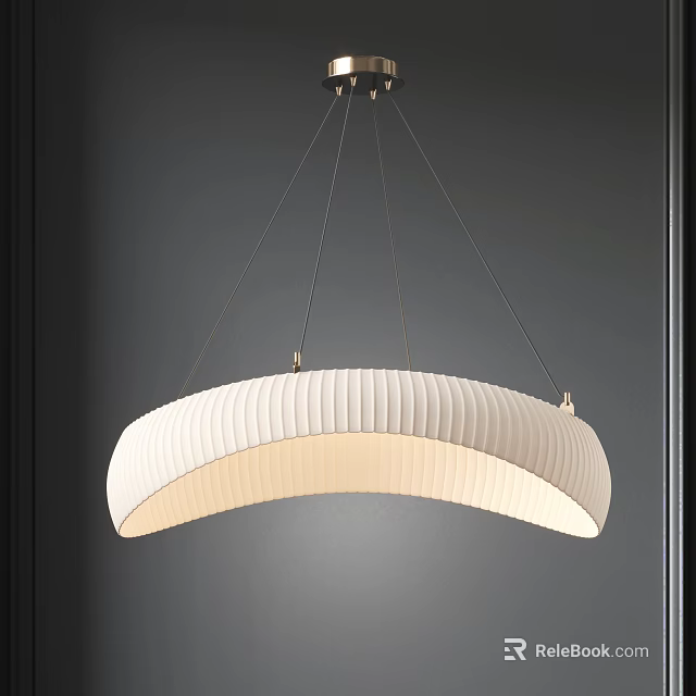Modern White Ribbed Curved Pendant Light With Elegant Hanging Style 3d model 