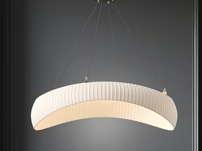 Modern White Ribbed Curved Pendant Light With Elegant Hanging Style 3d model