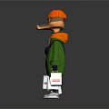 Game And Movie Character In Orange Beanie Green Coat Holding Shopping Bags With White Sneakers