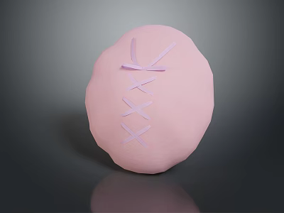Pink Round Cushion With Purple Crisscross Laces Essential Daily Living Accessory 3d model