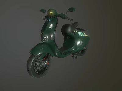Classic Green Scooter With Shiny Body Black Seat And Retro Design 3d model