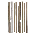 Light Colored Wooden Columns Irregularly Arranged With Varying Heights In Natural Minimalist Style