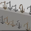 Various Stylish Faucets with Different Colors and Modern Designs on Display Shelf