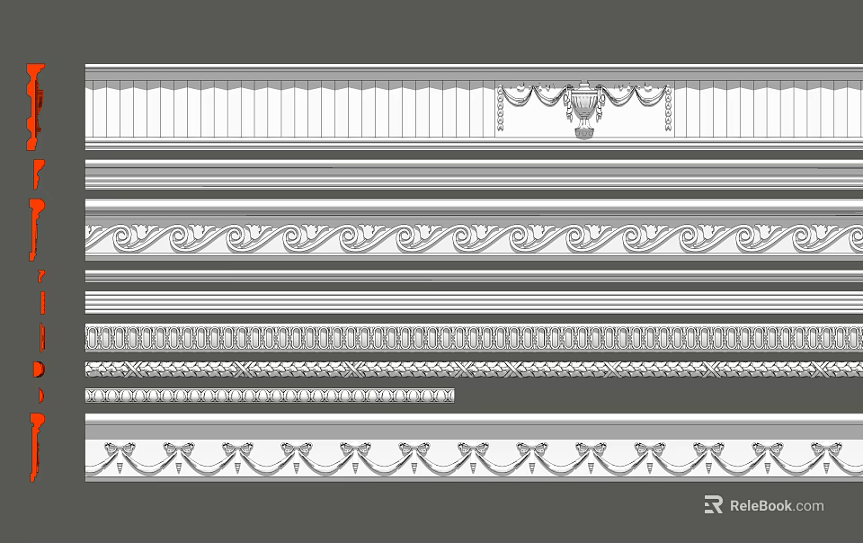Various Decorative Gypsum Cornice Designs for Home Interior Decoration Projects 3d model 