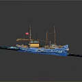 Commercial Equipment Ship Model Display With Wave Shaped Blue Base For Business Use