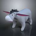 Cute Gray Cartoon Donkey Character With Pink Ears And Playful Look