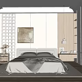 Modern Minimalist Bedroom Interior Design With Neutral Tones Wooden Floor Artwork And Built in Wardrobe