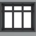 Stylish Casement Window With Double Panel Black Frame Modern Home Design 3d model