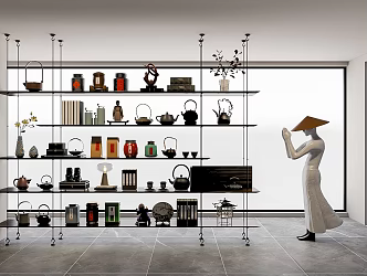 New Ornaments Combination Bookshelf Bookcase Teapot 3d model