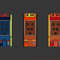 Colorful Skee Ball Machines With Neon Lights And Vibrant Hues On Dark Surface