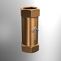 Golden Cylindrical Fitting With Hexagonal Ends And Upward Arrow