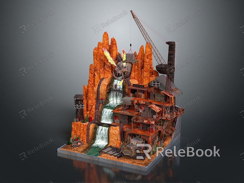 Tourist Scenic Area Waterfall Scenic Area Cave Mountain Cave Cave Cave Cave model