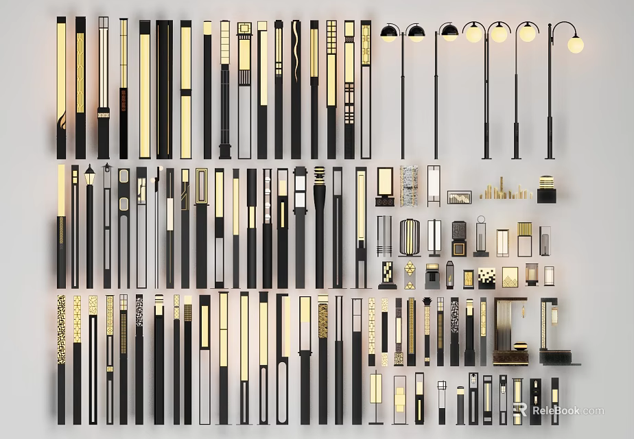 Outdoor Lights With Modern Designs And Various Styles For Garden Patio And Pathway 3d model 