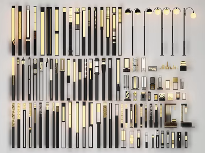Outdoor Lights With Modern Designs And Various Styles For Garden Patio And Pathway 3d model
