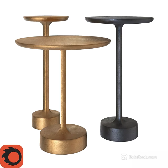 Stylish Round Top Dining Tables With Gold And Black Base Design 3d model