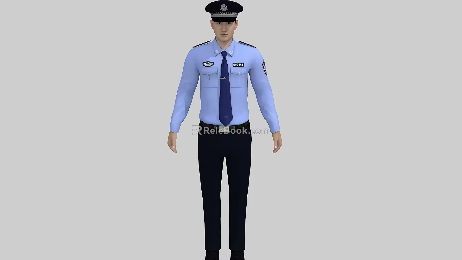 Background Characters Police Public Security Police Outer Wear Type Shirt Security Police Uniform Men Handsome 3d model