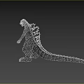 Black Godzilla Monster Figure With Spiked Back Open Mouth And Standing Pose