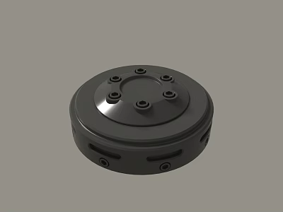 Detailed Black Circular Metal Mechanical Part With Holes And Screws 3d model