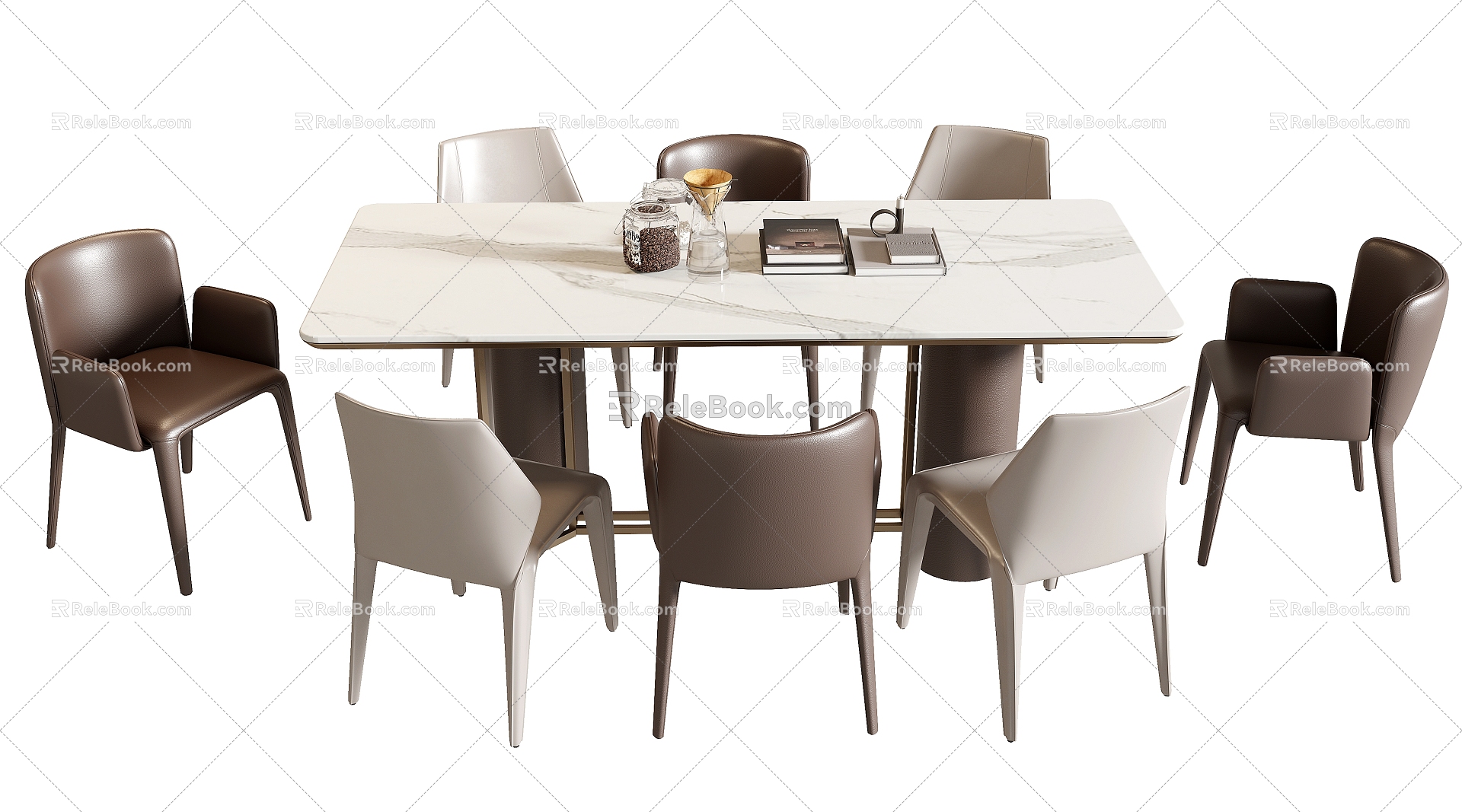 Dining Table and Chair Combination Rectangular Dining Table Dining Chair Single Chair Chair Dining Table Ornaments model