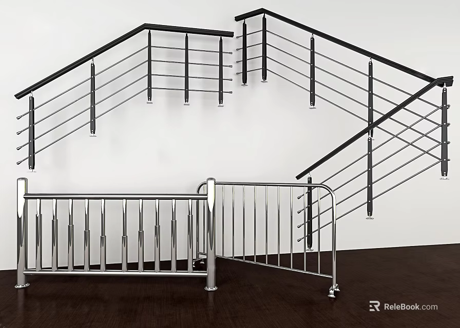 Modern Metal Staircase Railing And Indoor Stainless Steel Fence Design 3d model 
