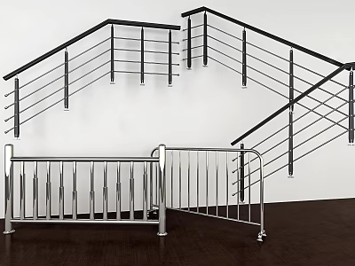 Modern Metal Staircase Railing And Indoor Stainless Steel Fence Design 3d model