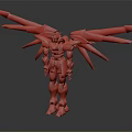 Blue And White Mecha Action Figure With Extended Wings And Detailed Armor