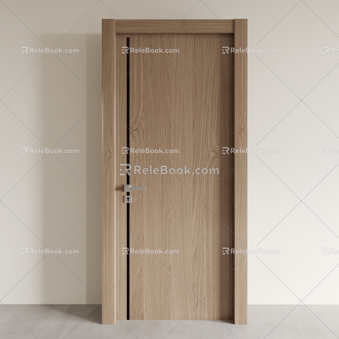 Bedroom door, interior door, single door, swing door 3d model