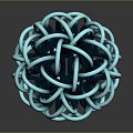Modern Artistic Furniture Decorative Sphere With Intertwined Teal And Black Rings