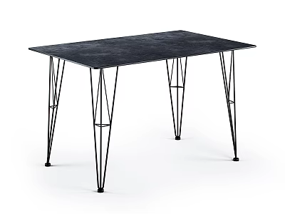 Modern Rectangular Dining Table With Black Surface And Geometric Metal Legs Design 3d model