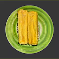Delicious Yellow Food On Green Plate With White Rice And Sweet Flavor