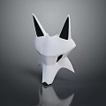 White Fox Head With Black Ears In Geometric Minimalist Design Style