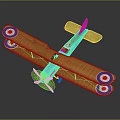 Yellow Biplane Model With Blue White Red Wing Roundels And Propeller Details