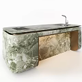 Modern Green Gray Marble Bar Counter Design With Sleek Surface Integrated Sink And Faucet