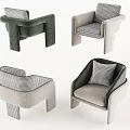 Modern Single Sofa With Green Gray Checkered Cushions And Comfortable Armrests Design 3d model