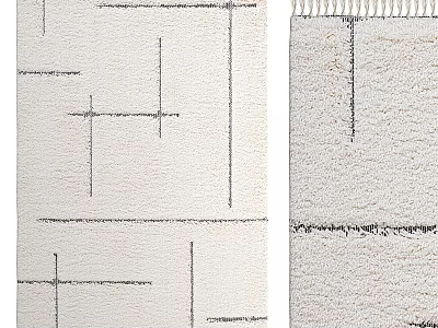 Modern Minimalist Square Rug With Geometric Black Lines On White Background And Fringe Edges 3d model