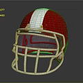 Shiny Red American Football Helmet With White Stripe And White Facemask