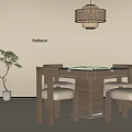 Cozy Board Game Entertainment Space With Wooden Table Chairs And Hanging Lamp