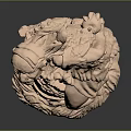 Detailed Ivory Colored Sculpture Of Mythical Female Figure With Companion Creature