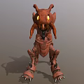 Mechanical Insect Like Creature With Yellow Glowing Eyes And Reddish Brown Armor