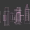 Modern City Night View With Illuminated Tall Buildings And Bright Lights