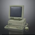Vintage Computer Setup With CRT Monitor CPU Tower Keyboard And Mouse