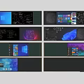 Multiple Computer Screens Showing Different Windows Interface Designs And Layouts 3d model