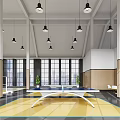 Modern Indoor Sports Hall With Badminton Court And Large Windows