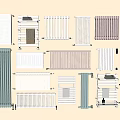 Assorted Wall Mounted Radiators in Modern and Classic Styles With Various Colors 3d model