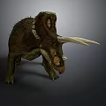 Realistic 3D Triceratops Dinosaur Character With Large Horns And Facial Frill
