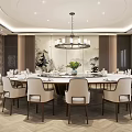 Elegant Private Dining Room With Round Table White Chairs And Chinese Decor 3d model
