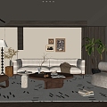 Antique living room retro living room without main lamp living room 3d model