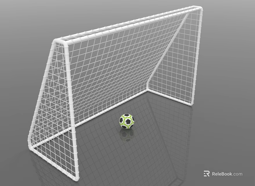 White Durable Soccer Goal With Net And Training Soccer Ball For Practice 3d model
