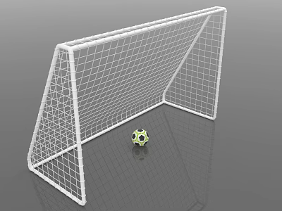 White Durable Soccer Goal With Net And Training Soccer Ball For Practice 3d model